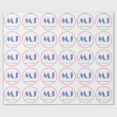 Moderner, stilvoller Monogram Blue White Friseur Geschenkpapier (Flach)