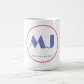 Moderner, stilvoller Monogram Blue White Friseur Kaffeetasse (Mittel)