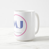 Moderner, stilvoller Monogram Blue White Friseur Kaffeetasse (VorderseiteRechts)