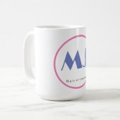 Moderner, stilvoller Monogram Blue White Friseur Kaffeetasse (Vorderseite Links)