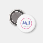 Moderner, stilvoller Monogram Blue White Friseur Magnet (Vorderseite/Rückseite)