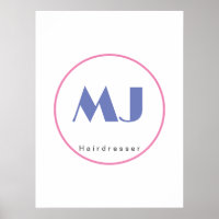 Moderner, stilvoller Monogram Blue White Friseur