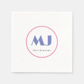 Moderner, stilvoller Monogram Blue White Friseur Serviette (Vorderseite)