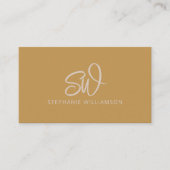 Moderner, stilvoller Monogram QR Code Minimal Gold Visitenkarte (Vorderseite)