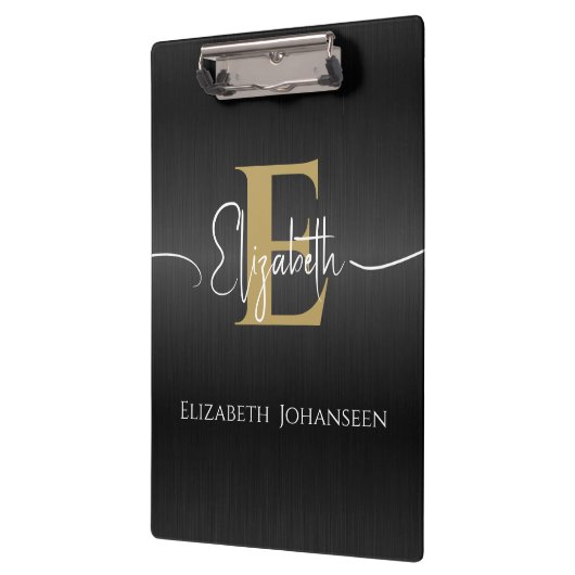 Moderner, stilvoller Name für Mit Monogramm Schwar Klemmbrett (Links)