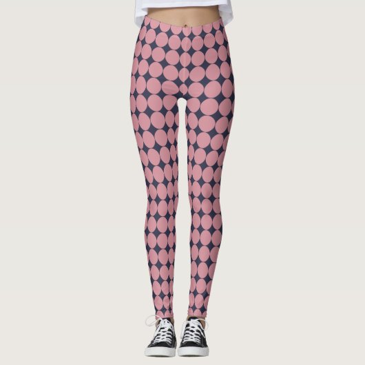 Moderner, stilvoller Pink Polka Dot Leggings (Vorderseite)