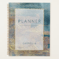 Moderner Strand Abstrakt Aquamarin & Gold