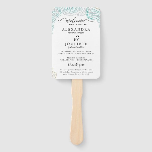 Moderner STRAND | Aquamarines Hochzeitsprogramm Ha Fächer (Vorderseite)