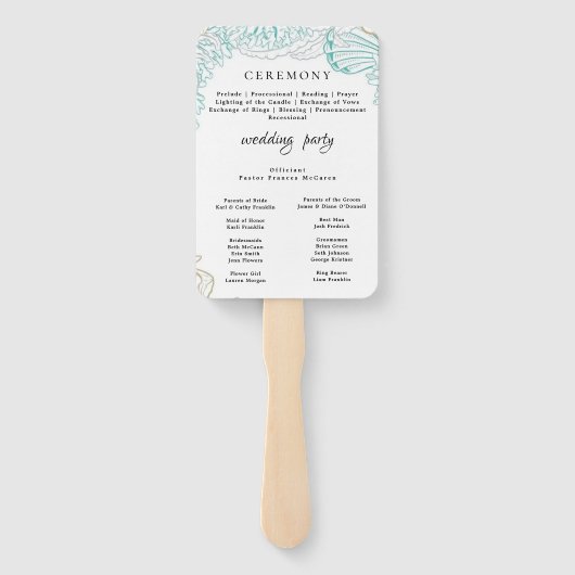 Moderner STRAND | Aquamarines Hochzeitsprogramm Ha Fächer (Rückseite)