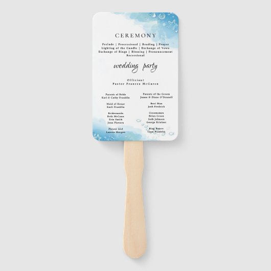 Moderner STRAND | Aquamarines Hochzeitsprogramm Ha Fächer (Rückseite)