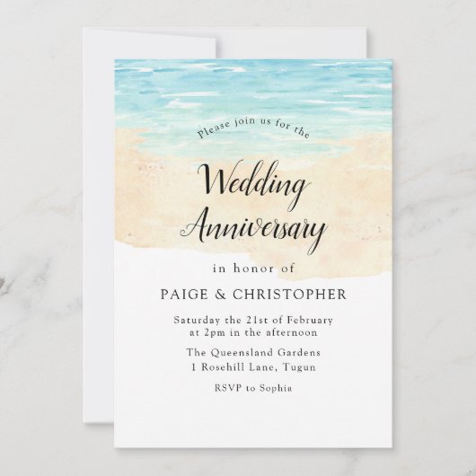 Moderner Strand für Hochzeitsfeiern Einladung (Vorderseite)