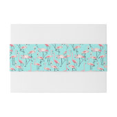 Moderner Strand Hochzeit Pink Blue Flamingo Einladungsbanderole (Rückseitenbeispiel)