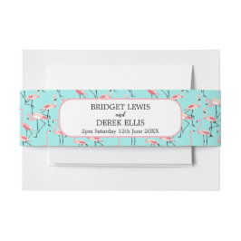 Moderner Strand Hochzeit Pink Blue Flamingo Einladungsbanderole