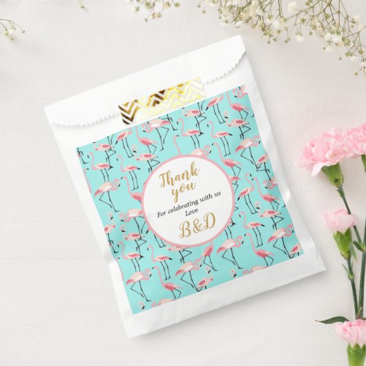 Moderner Strand Hochzeit Pink Blue Flamingo Geschenktütchen (Versiegelt)