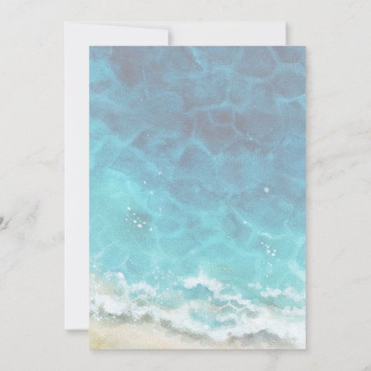 Moderner Strand mit Aquarellen und Hochzeitsfeiern Einladung (Rückseite)