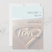 Moderner Strand mit Heart Vellum Style Wedding Einladung (Vorderseite)