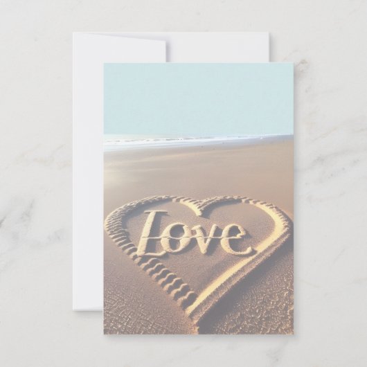 Moderner Strand mit Heart Vellum Style Wedding RSVP Karte (Rückseite)