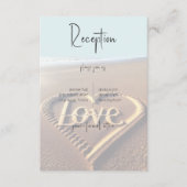 Moderner Strand mit Herz-Vellum Hochzeitsempfang Begleitkarte (Vorderseite)