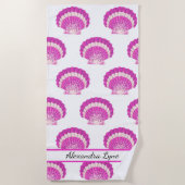Moderner Strand mit Seashell Pink Muschel Strandtuch (Vorderseite)