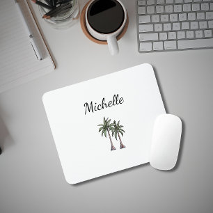 Moderner Strand mit tropischen Palmen Personalisie Mousepad