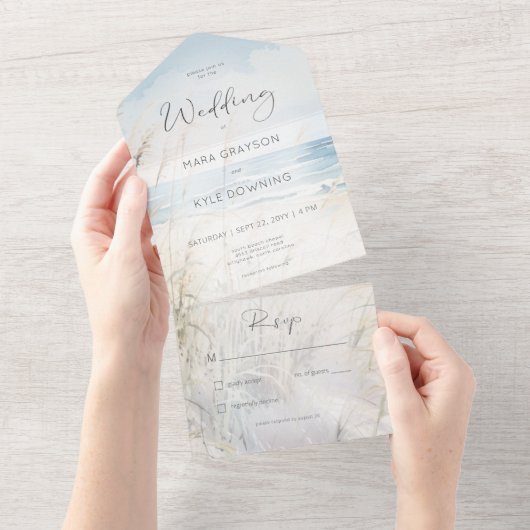 Moderner Strandstrand Strandbad Kein Abendessen All In One Einladung (Abreißen)