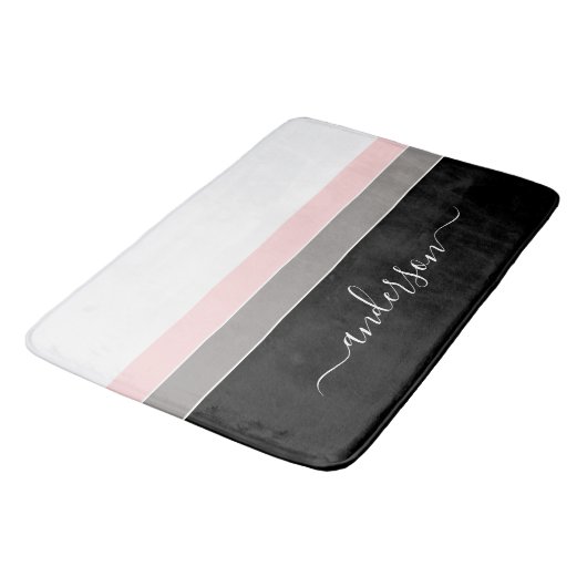 Moderner Streifen - Farbblock personalisieren Badematte (Schrägansicht)