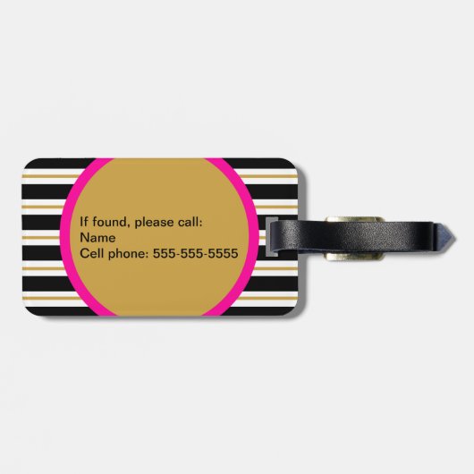 Moderner Streifen-Monogramm-Gepäckanhänger - Gepäckanhänger (Rückseite horizontal)