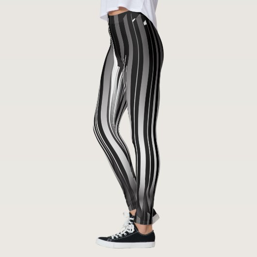 Moderner Streifen / Schwarz-weiße Leggings (Links)