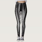 Moderner Streifen / Schwarz-weiße Leggings (Vorderseite)