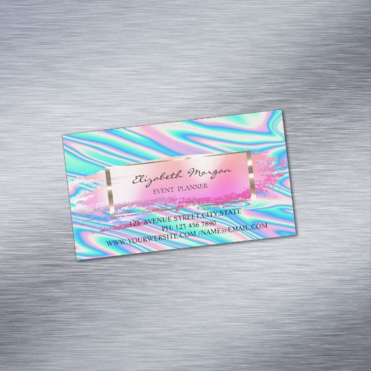 Moderner Strick, Pinselstrich, goldfarbener Rahmen Magnetische Visitenkarte (Beispiel)