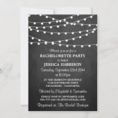 Moderner String Lights Chalkboard Junggeselinnen-A Einladung (Vorderseite)