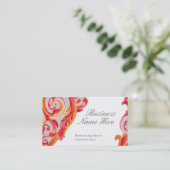 Moderner Strudel blühen Herz-Mandarine-heißes Rosa Visitenkarte (Stehend Vorderseite)