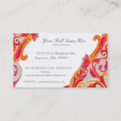 Moderner Strudel blühen Herz-Mandarine-heißes Rosa Visitenkarte (Rückseite)