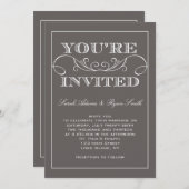 Moderner Strudel-graue Hochzeits-Einladung Einladung (Vorne/Hinten)
