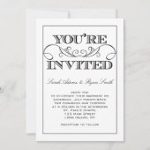 Moderner Strudel-schwarze u. weiße Einladung (Vorderseite)