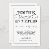 Moderner Strudel-schwarze u. weiße Einladung (Vorne/Hinten)