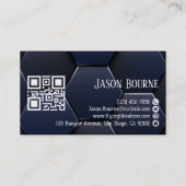 Moderner, stylischer Blue White, Beruflicher QR Co Visitenkarte (Rückseite)