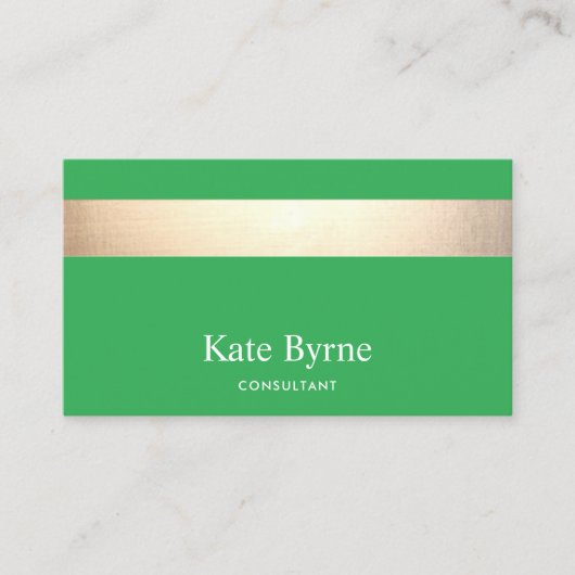 Moderner, stylischer, grüner Beruflicher Goldstrei Visitenkarte (Vorderseite)