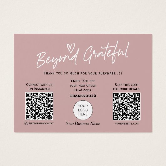 Moderner, stylischer Kalligraphie QR Code danke Ih (Vorderseite)