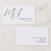 Moderner, stylischer Monogram, grauer weißer Frise Visitenkarte (Vorne/Hinten)
