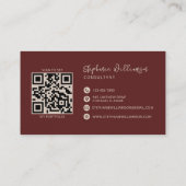 Moderner, stylischer Monogram QR Code Minimal Bric Visitenkarte (Rückseite)