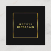 Moderner, stylischer QR-Code in schwarzem Gold ber Quadratische Visitenkarte (Vorderseite)