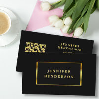 Moderner, stylischer QR-Code in schwarzem Gold ber