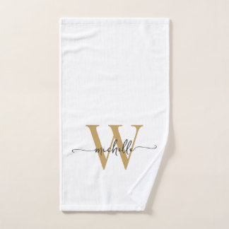 Moderner, stylischer Script White Gold Monogram Na Handtuch