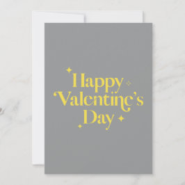 Moderner, stylischer Yellow Graue Happy Valentines Feiertagskarte