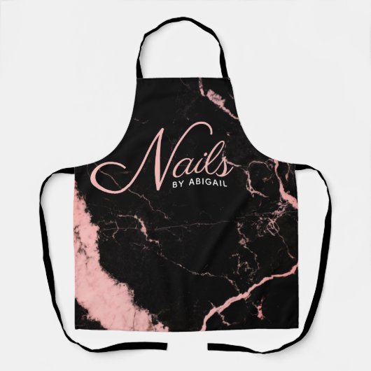Moderner Stylist aus rosa und schwarzem Marmor Schürze (Vorderseite)