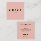 Moderner Stylist minimalistischer rosafarbener Des Quadratische Visitenkarte (Vorne/Hinten)
