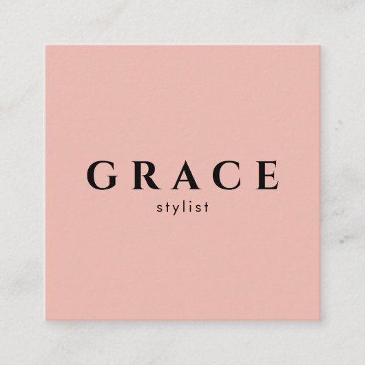 Moderner Stylist minimalistischer rosafarbener Des Quadratische Visitenkarte (Vorderseite)
