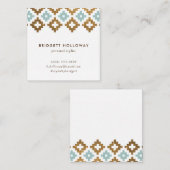Moderner Südwest Blanket Mint und Gold Glitzer Quadratische Visitenkarte (Vorne/Hinten)