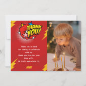 Moderner, Superhero-Foto-Geburtstag Dankeskarte (Vorderseite)